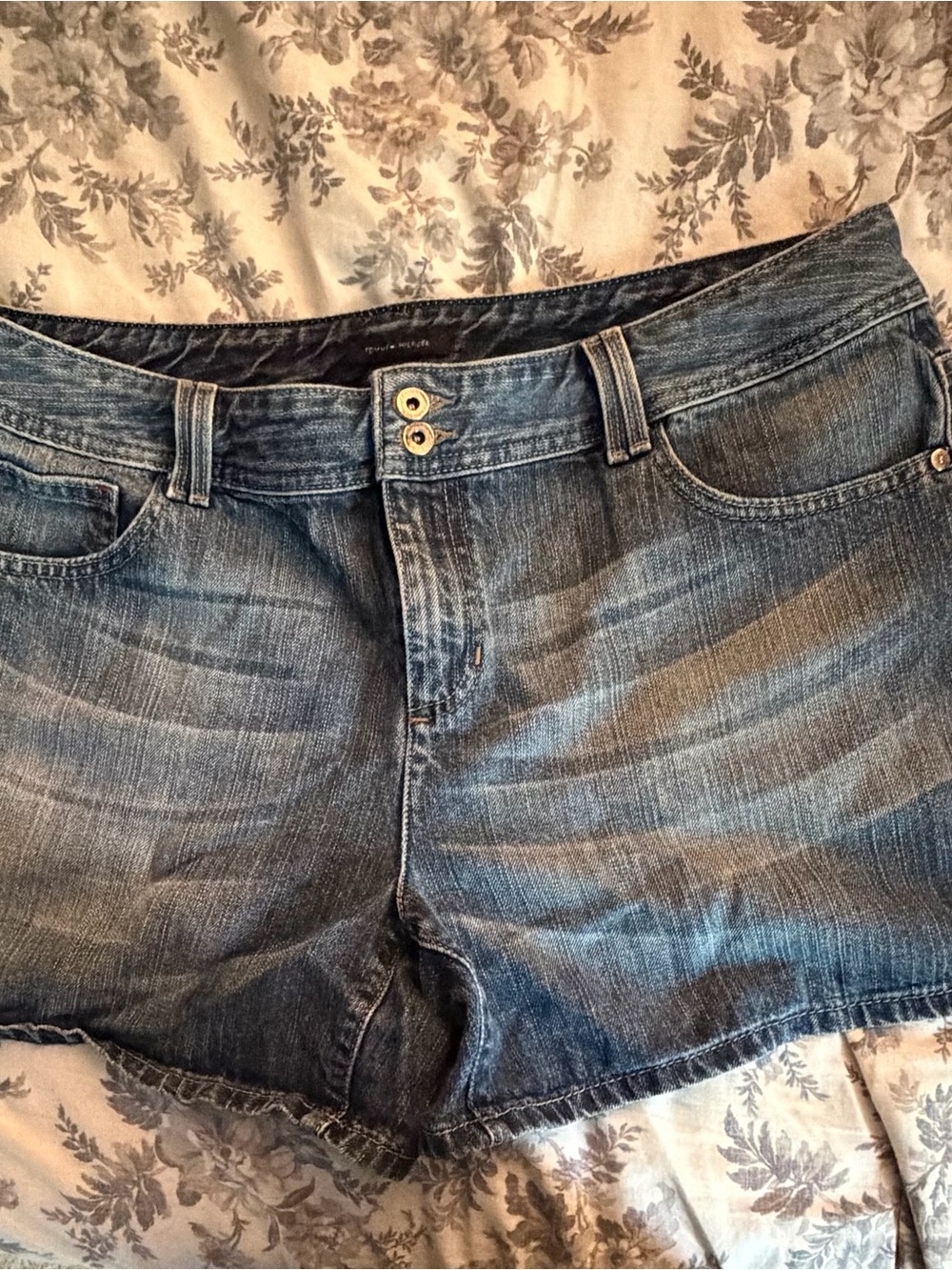 Tommy Hilfiger Distressed Blue Denim Waistband Shorts
